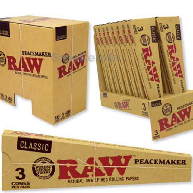 RAW Classic Pre-Rolled Peacemaker Cones - Pack of 3 Cones - Display of 16 Packs