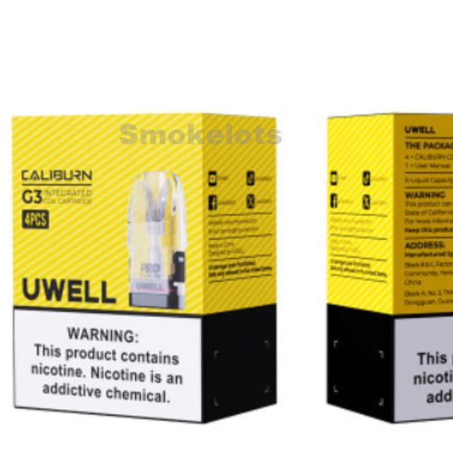 Uwell Caliburn G3 3ML Refillable Replacement Integrated Coil Cartridge Pod - Pack of 4 (MSRP $19.99)